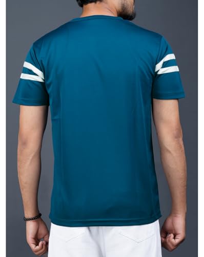 Image of Noble Monk Men Regular Fit T-Shirt | Round Neck | Half Sleeve | Self Design | Casual T Shirt for Men