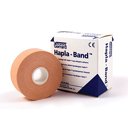 Hapla-Band rollos de apósito adhesivo de 10 metros de Longitud - Estirable - Esparadrapo elástico hipoalergénico fino - 2.5cm x 10m