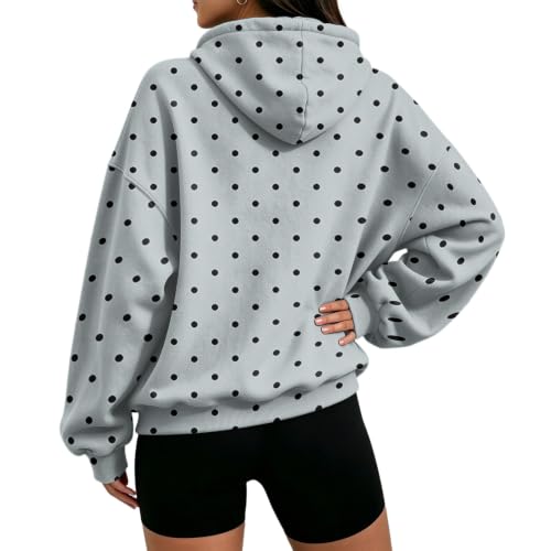 HswsEJ Women Hoodie Polka Dot Fleece Pullover Oversized Hoodie Comfort | Graphic, Comfort, Oversized Hoodie, Long Sleeve, Hoddie Para Mujer, Loose Fit, Drop Shoulder, Sweat Shirts, Travel, Work - image 5