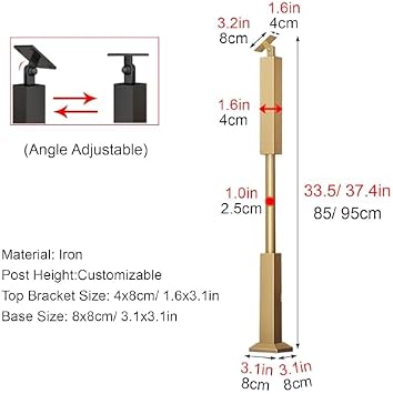 Adjustable Metal Stair Spindles - Iron Balusters for Contemporary Outdoor Decks and Porches - Ideal for Staircase Enhancement