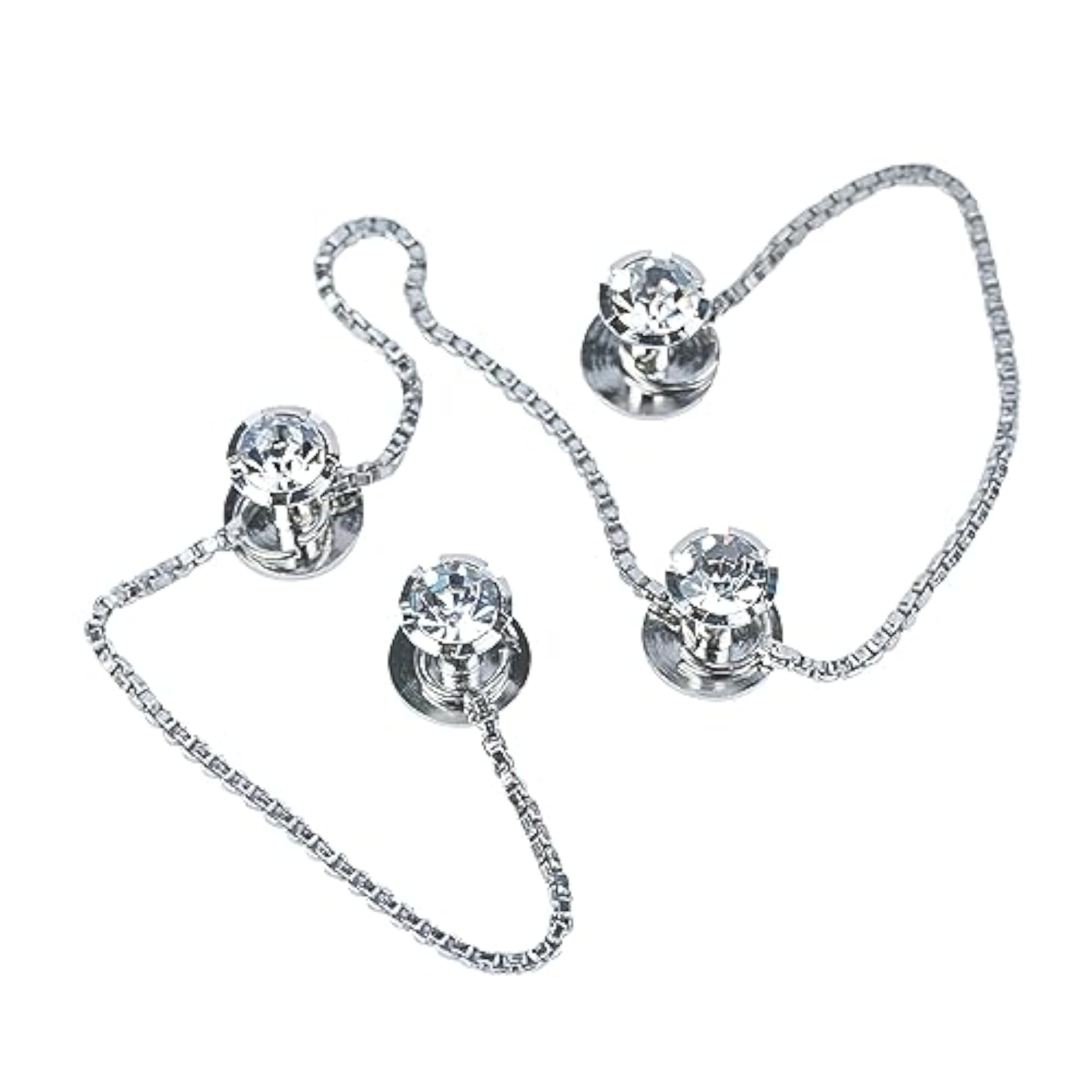 Designer Star Silver Plated Zirconia Buttons, Unisex