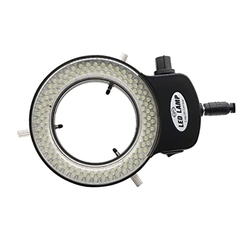 Microscope 144LED/56LED Microscope LED Ring Light Illuminator Lamp for Microscope Ring Light Industrial Stereo Microscope Camera Light Source(144LED Black)