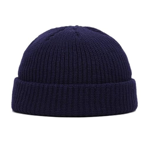 LuupoCiore Black Fisherman Beanie - Unisex Winter Hat, Classic Knit and One Sizeblack Beanie，Men's Skullies & Beanies (UK, Alpha, L, Adult Men and Women, Navy Blue)