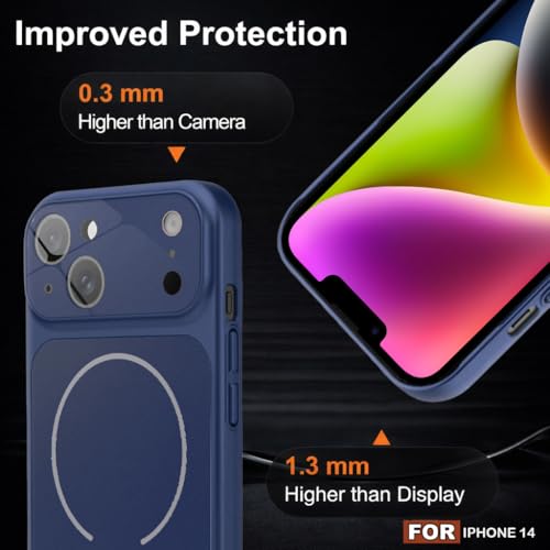 Image of SHINESTAR Premium Luxury Case Compatible with iPhone 14 | Protective Back Cover with Camera Lens Safety | Wireless Charging Support | Slim Fit Durable Design | Enhanced Grip Protection Blue