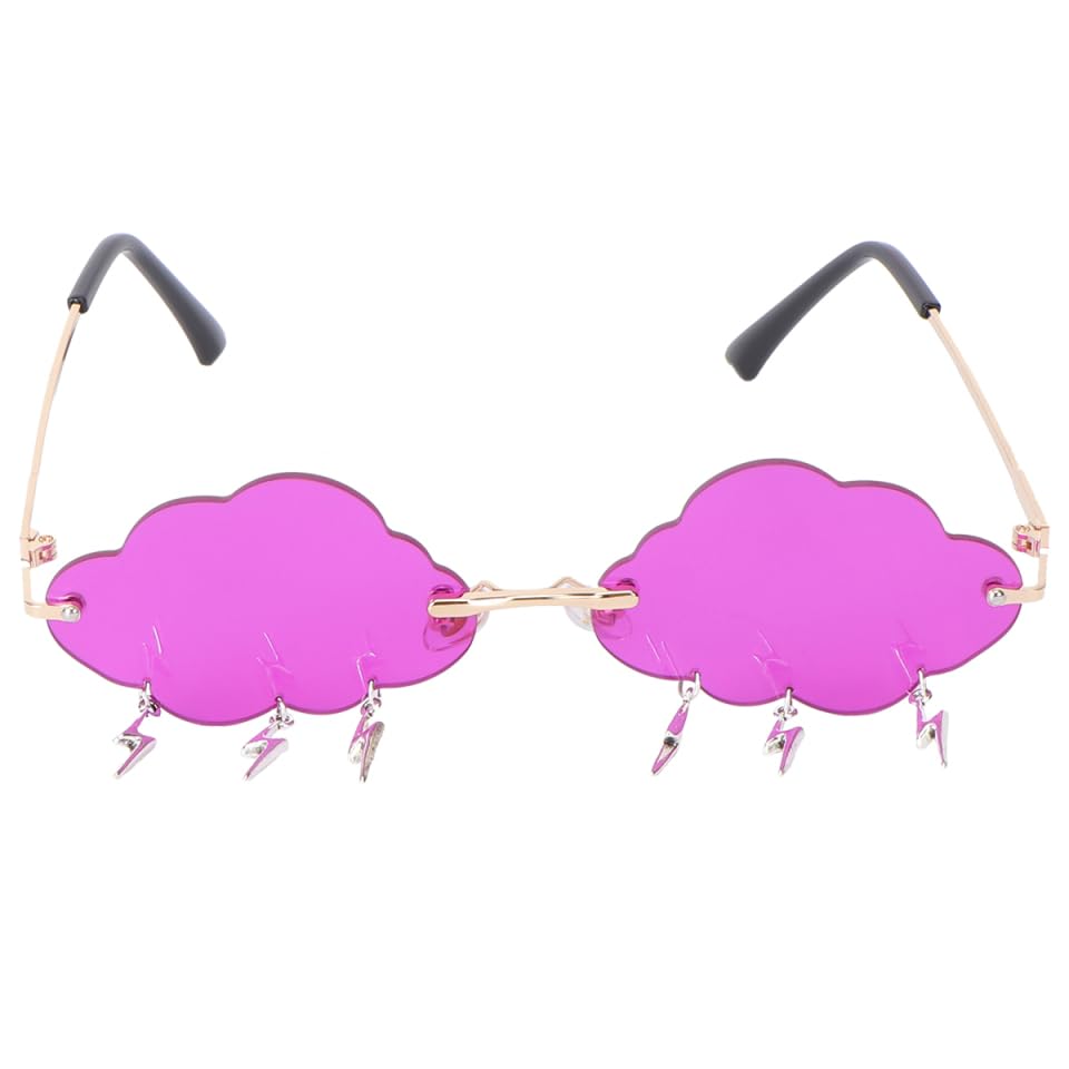 ibasenice Cloud Sunglasses Pink Lens Gold Frame Rimless Party Glasses