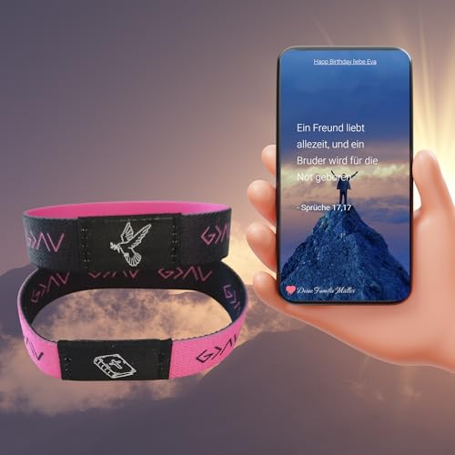 Generisch - Deutsche Psalmen und Bibelsprüchen | NFC-Armband | Pink & Black