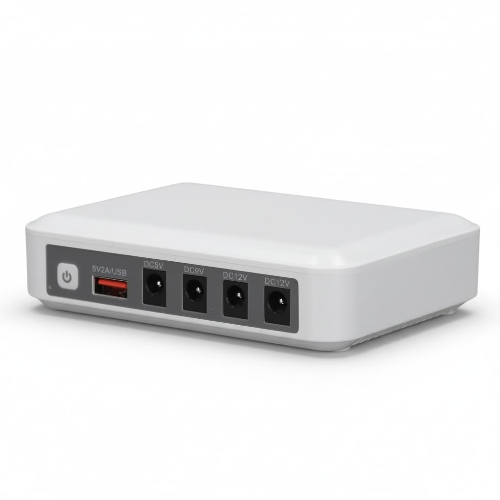 Mini UPS, Routeur Alimentation sans Interruption Power d'urgence Compacte pour Routeur, Modem, Caméra de sécurité avec Sortie USB 5V DC 5V 9V 12V (Prise UE)