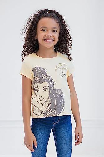 Disney Princess Ariel Cinderella Tiana Moana Jasmine Belle Girls 3 Pack T-Shirts Toddler to Big Kid2