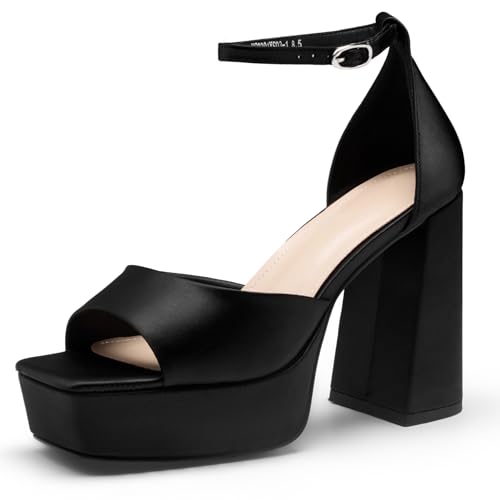 Manoloshow Pumps Spring Party Sandals:Peep Toe Pumps with Rubber Sole High Heels for Women 4.7' Heels Black Size 7.5