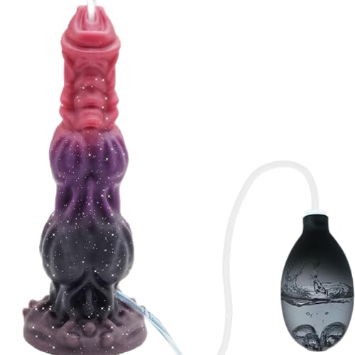 Squirting Dildo Monster Dildo Tentacle Fantasy Dildos Ejaculating Toy with 2 Knot Dragon Silicone Knotted Dildos with Strong Suction Cup Adult Sex Toys for Women (Large (L) | 9.6 Inch / 24.4 cm)