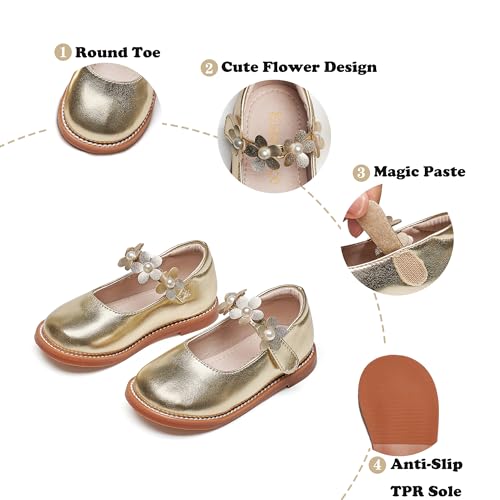 Image of Kiderence Toddler Girl Mary Jane School Uniform Dress Shoes Oxford Flats | Wide Toe Box Great Comfort for Student Shoe and Flower Girl Shoe for Wedding, Parties, Church