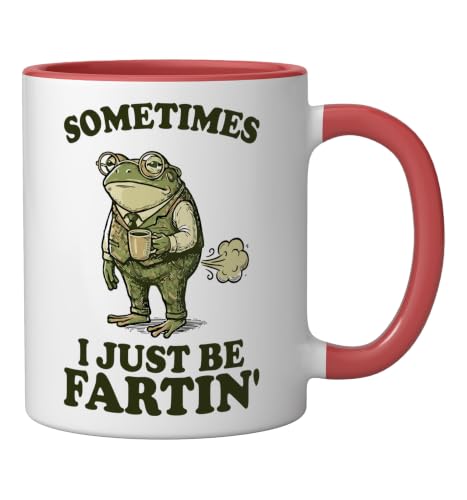 Taza de cerámica estampada divertida 11 oz roja/blanca miniatura 2