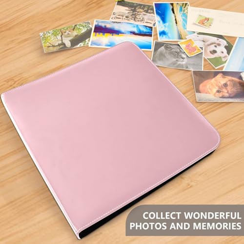 Álbum de recortes rosa sólido grande, 40 páginas, cubierta de cuero, diseño DIY con páginas autoadhesivas para fotos y proyectos de arte y manualidades miniatura 4