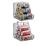 X-cosrack 2 Pack Standing Dispenser Storage Bins,Metal Wire Basket Can Holder for Pantry, stackble cans Storage Bins