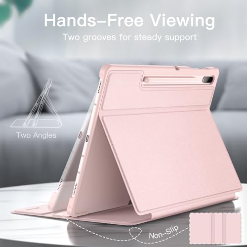 Image of JETech Folio Case for Galaxy Tab S8+ /S7 FE /S7+ 12.4 inch, Pink Gold | For 2022 /2021 /2020 Model, Multi-Angle Stand Cover, S Pen Holder, Slim Protective Cover, Auto Wake /Sleep
