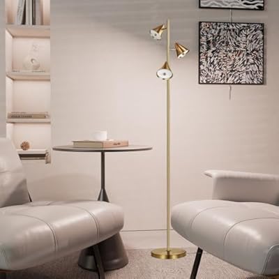 KimYan Tree Floor Lamp with Remote, Dimmable 3 Rotatable LED Lights, 5 Color Temperatures, 63" Modern Standing Lamp for Living Room, Bedroom, Office Reading Light (Bronze)
