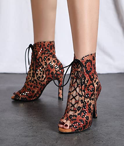 Minishion Womens Sequin Ballroom Dance Shoes Fashion Party Prom Ankle Boots L562 Brown Us10 #TOP5