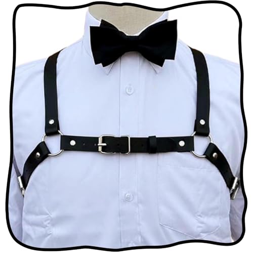 Fstrend Men's Chest Harness Shoulder Belt Faux Leather Black Strap Fashion Rave Body Accessory