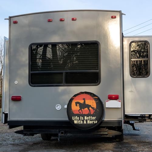 Image of Delerain Horse Lovers Spare Tire Covers for RV Trailer SUV Truck and Many Vehicle, Wheel Covers Sun Protector Waterproof, (14 Inch for Diameter 23 inch-27 inch)