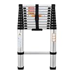 Aluminium Telescoping Ladder, 3.2M Heavy Duty Multi-Purpose, Non-Slip, Max Load 150kg/330lb, Portable Extension Loft Ladder