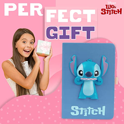 Disney Stitch A5 Secret Diary & Pen Set Stationery Set Office or School Supplies Journal & Ballpoint Pen, Stitch Gifts (Blue 3D) - Image 3