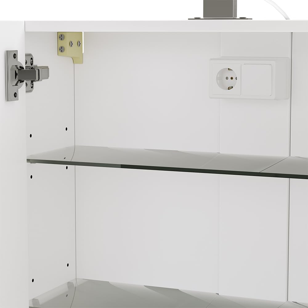 Vicco Armario con Espejo de baño Lavio, Blanco, 60 x 60 cm | con iluminación LED, con superficie de almacenamiento integrada y iluminación LED