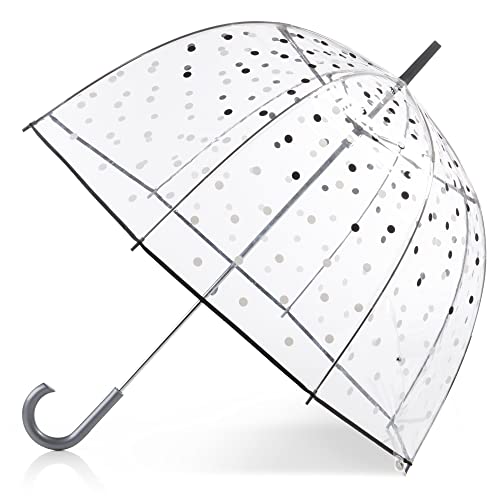 Totes Adult Windproof Bubble Umbrella with J Hook Handle and Enhanced Visibility