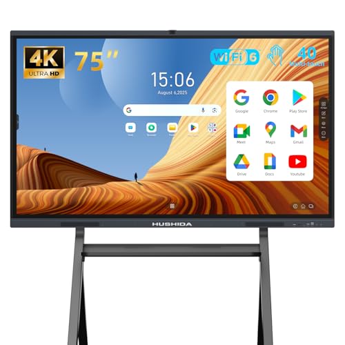 Image of 75 inch Smart Board Google EDLA-Certified 4K Interactive Whiteboard SmartBoard for Classroom & Office, Android 14 Touchscreen with 48MP AI Camera Win11 Pro 8G RAM+256G ROM, 40-Points, Wall Mount