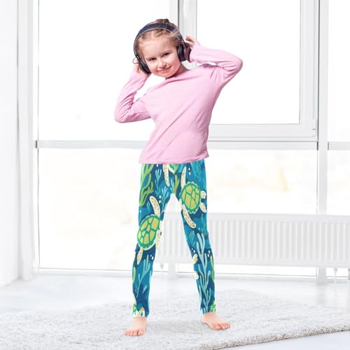 Toddler Girls Leggings Printed Yoga Pants Leggings Green Grey Turtles for Kids4