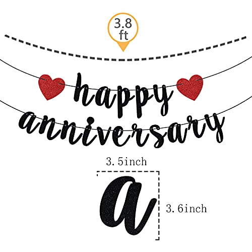 Happy Anniversary Banner, Anniversary Party Decorations, We Still Do, Happy Wedding Anniversary Party Decoration Supplies Black Red Glitter - Image 6