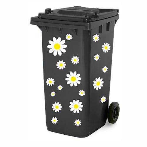x25 Daisy Flower Stickers Wheelie Bin Decal Dustbin Graphics DIY High tack Peel & Stick Perfect for Car, Toy Box & Other Home Projects. Childrens Gift Idea from LaoGraphics®