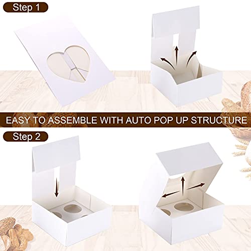 image for JR JUN RONG 25Pcs White Bakery Boxes for Pastry and Treat, Large Cooki