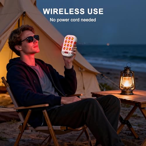 Image of BONTANNY Portable Red Light Therapy, 630 /660 /810 /830 /850nm 5 Wavelengths Mini Handheld Red Near Infrared Light, 12 Triple Chip Clinical Grade LEDs, Rechargeable, Travel Case, Timer, for Body, BO-60
