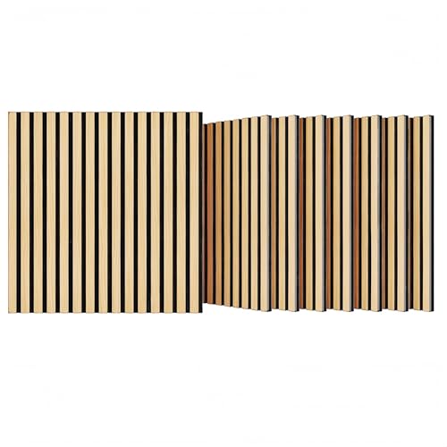Acoustical Wall Panels, 8-Piece 23.62 X 23.62 Inches Soundproof Wall Panels Wall Decor, 3D Textured Fluted Sound Absorbing Panel for Living Room Bedroom Office, Oak miniatura 1