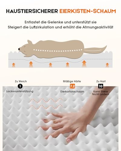 Upvilla Orthopädisches Hundebett XL, Hundekorb Waschbar mit Eierförmiger Kistenschaum，Wasserdicht Hundesofa mit rutschfeste Unterseite und Vierseitiges Kissen (Black, 117x76x19cm)