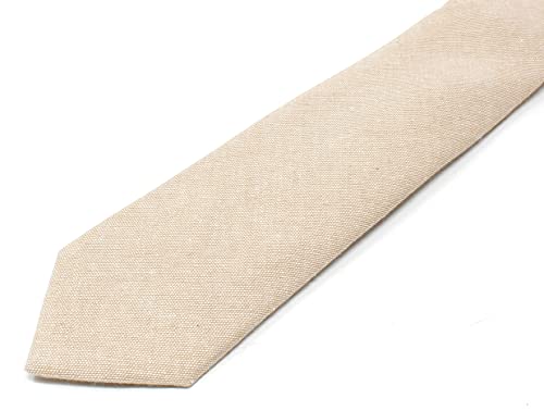 Image of Men's Chambray Cotton Skinny Necktie Tie Textured Distressed Style - 2.5 inch Width