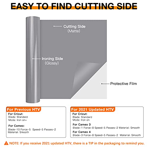 Htvront Htv Vinyl Rolls Heat Transfer Vinyl - 12" X 15Ft Silver Htv Vinyl For Shirts, Iron On Vinyl For All Cutter Machine - Easy To Cut & Weed For Heat Vinyl Design (Silver) #TOP6