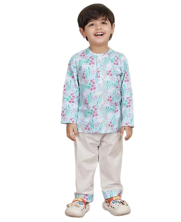Image of POLKA TOTS 100% Pure Cotton Night Suit for Kids Boys & Girls | Traditional Kurta Pyjama Night wear Set for Kids | Ultra-Soft & Breathable Material Nightwear & Pyjama Set | from 6 Months to 8 Years