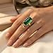 Qocuchu Green Ring, Statement Rings for Women, Bold Geometric Design, Chunky Jewelry Piece, Fashion Accessory for Everyday Wear, One Piece Included, Heavyweight Construction