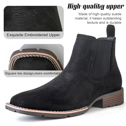 Image of Men's Chelsea Boots Suede Ankle Boots - Comfortable Slip-On Dress Boots for Casual & Work