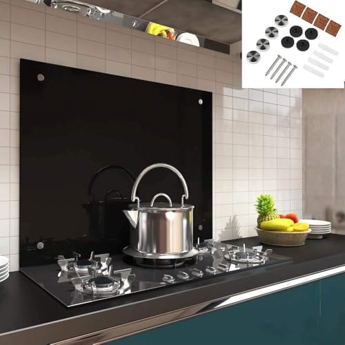 Melko Écran de protection anti-projection en verre - Panneau de cuisinière - Verre trempé de sécurité de 6 mm - Fond mural avec matériel de fixation inclus.,...