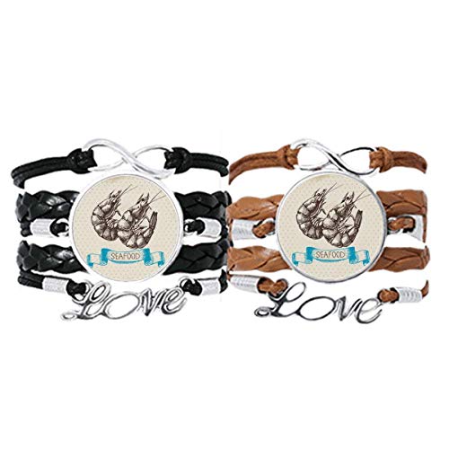 Pulsera de pareja con camarones de cuero para compartir una conexión marina