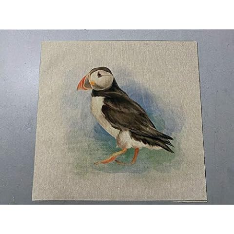Puffin Linen/Cotton Fabric Panel Make A Cushion Craft (18"x18" Panel) Cover