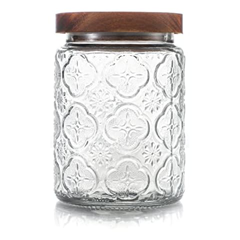 HolaJia Glasgefäß mit Deckel - 700ml Bambusdeckel Aufbewahrungsbehälter - Luftdichte Vorratsgläser mit Deckel für Kaffee, Reis und Zucker Cover