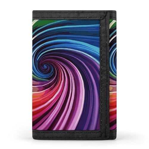 Rainbow Spiral Trifold Wallet for Men - Money Clip Slim Wallets with Multiple Card Slots Minimalist Small Front Pocket Wallet for Everyday Carry