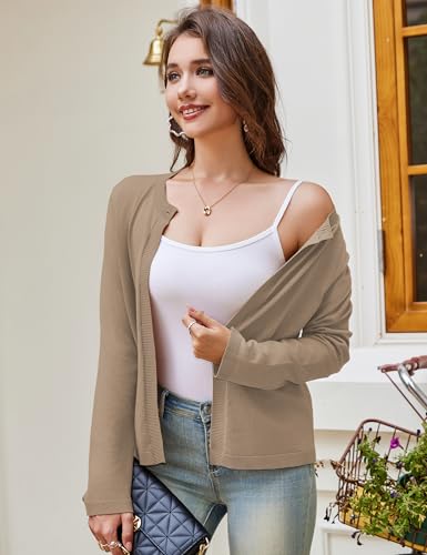 Image of OmicGot Women's Long Sleeve Shrugs Open Front Cropped Cardigan Sweater Bolero Shrugs S-XL