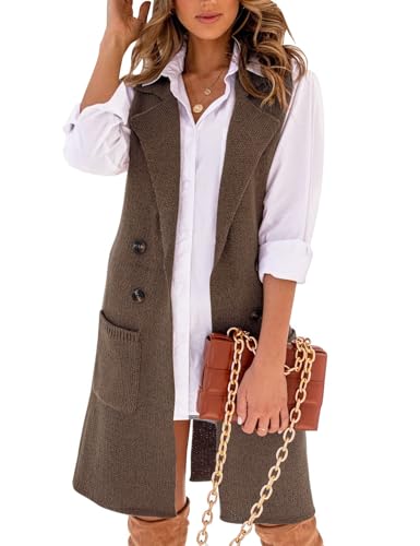 Image of IDEALSANXUN Womens Long Sweater Vest Fall Winter Sleeveless Knit Cardigan Outerwear