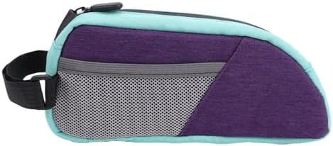 Fockety Top Tube Bike Bag, Color Blocking 0.8L Bike Frame Bag Bike Frame Storage Bag Bike Accessories Pouch for Mountain Road Bikes Purple Green