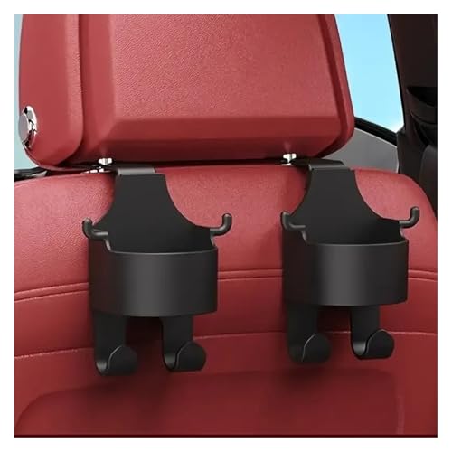 Support de rangement voiture multifonctionnel avec crochets et porte-gobelet en PP noir 2x