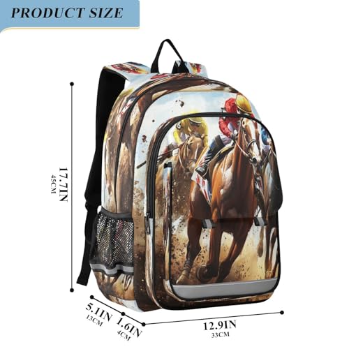 Backpack for School Girls Boys, College Rucksack Travel Daypack Teenager Bookbag Kids Backpack Horse Running2